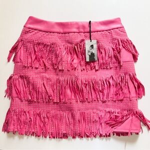 NWT Sincerely Jules Pink Faux Leather Studded Fringe Skirt